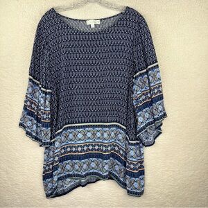 Weekend Suzanne Betro Bohemian‎ Navy Blue Patterned Women'sTop